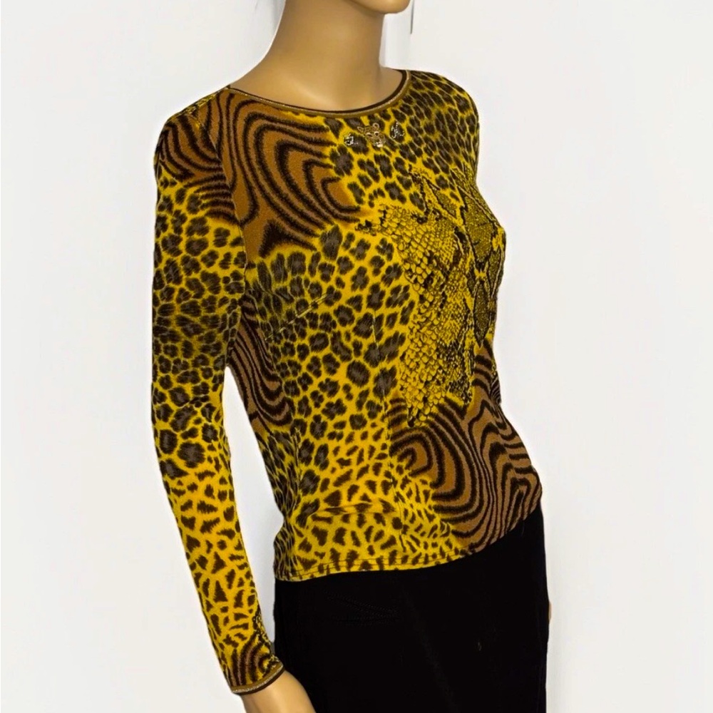 Vintage 90’s Itariya Mixed Animal Print Micro Mesh Top Japan 9, US 4
